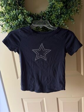 Girls Dark Gray Short Sleeve Star Tee